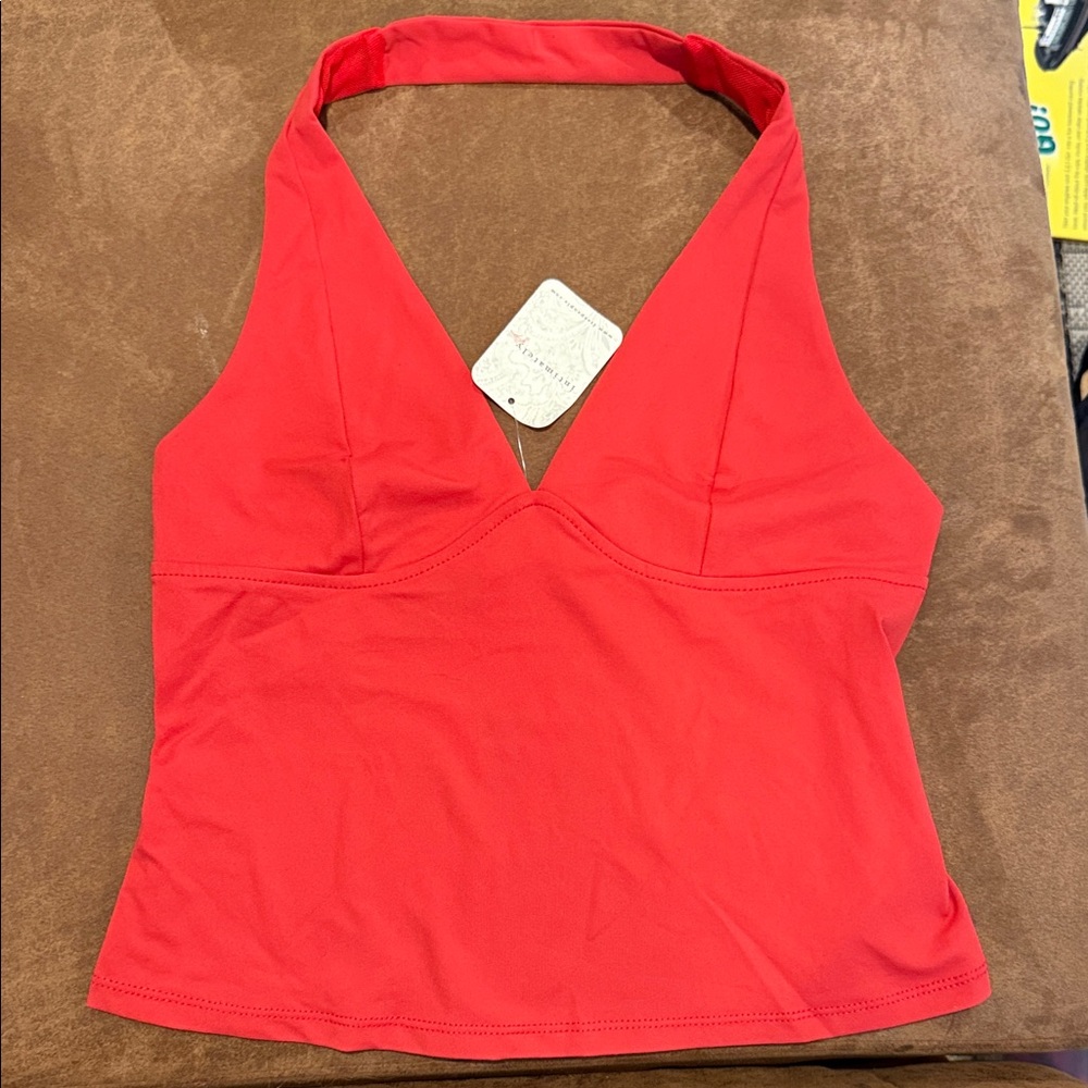 Women's Red Halter Bandeau Top - Smooth Stretch Support